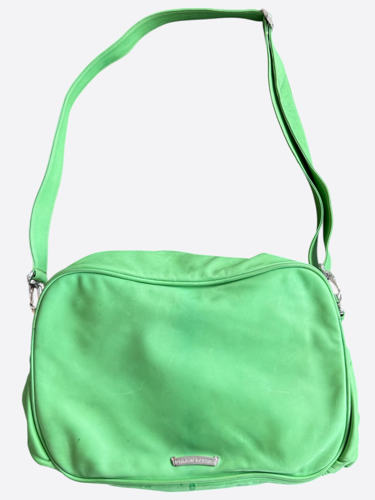 Chrome Hearts Green Leather Plus Cross Patch Bag