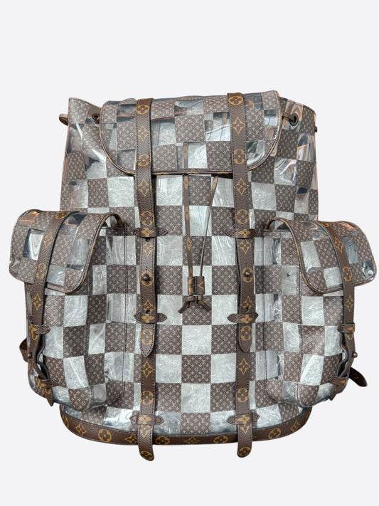Louis Vuitton Transparent Brown Chess Monogram Christopher Backpack