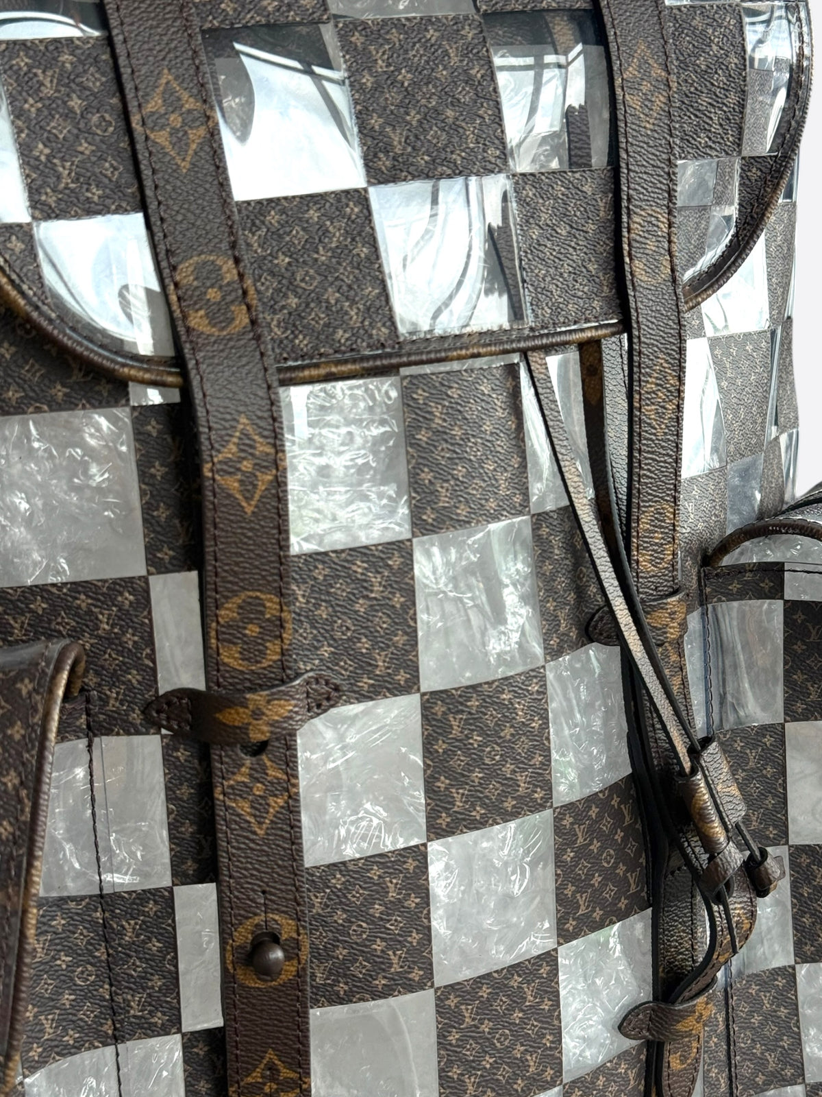 Louis Vuitton Transparent Brown Chess Monogram Christopher Backpack