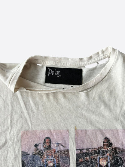 Paly White & Multicolor Bound For Glory Distressed T-Shirt
