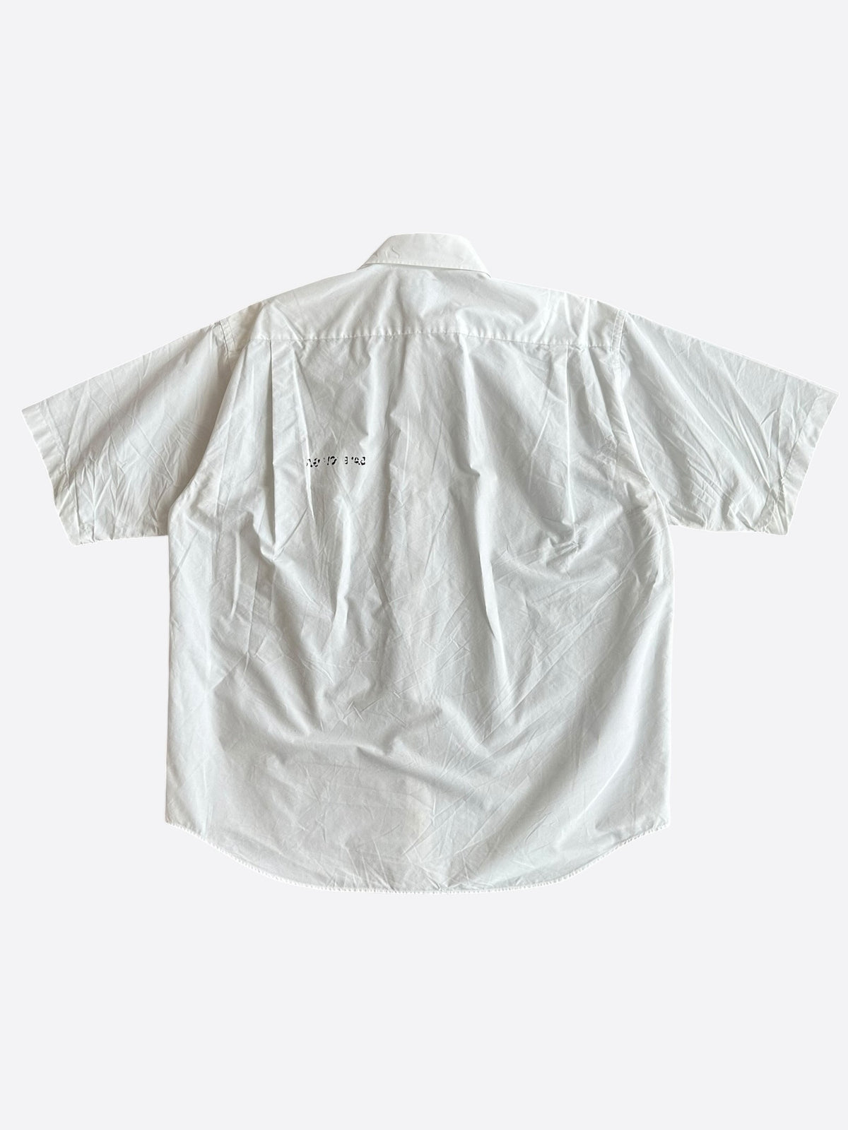 Balenciaga White & Black Hand-Drawn Logo Button Up Shirt