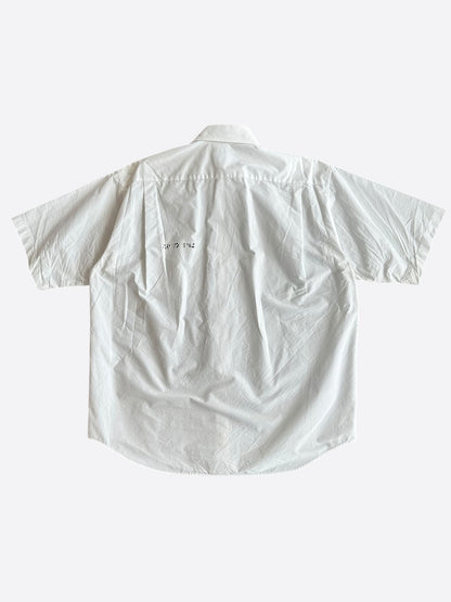 Balenciaga White & Black Hand-Drawn Logo Button Up Shirt