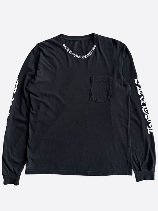 Chrome Hearts Black & White Neck Logo Longsleeve T-Shirt