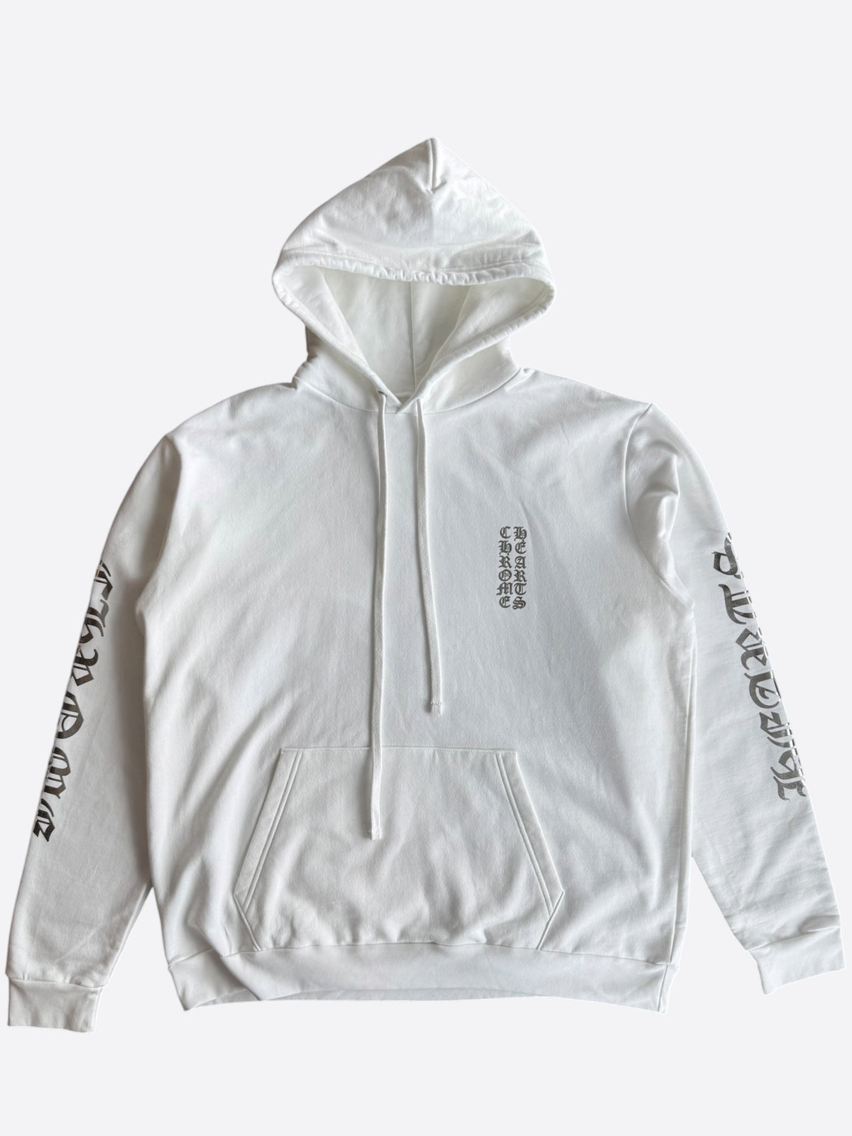 Chrome Hearts White & Silver Script Logo Hoodie