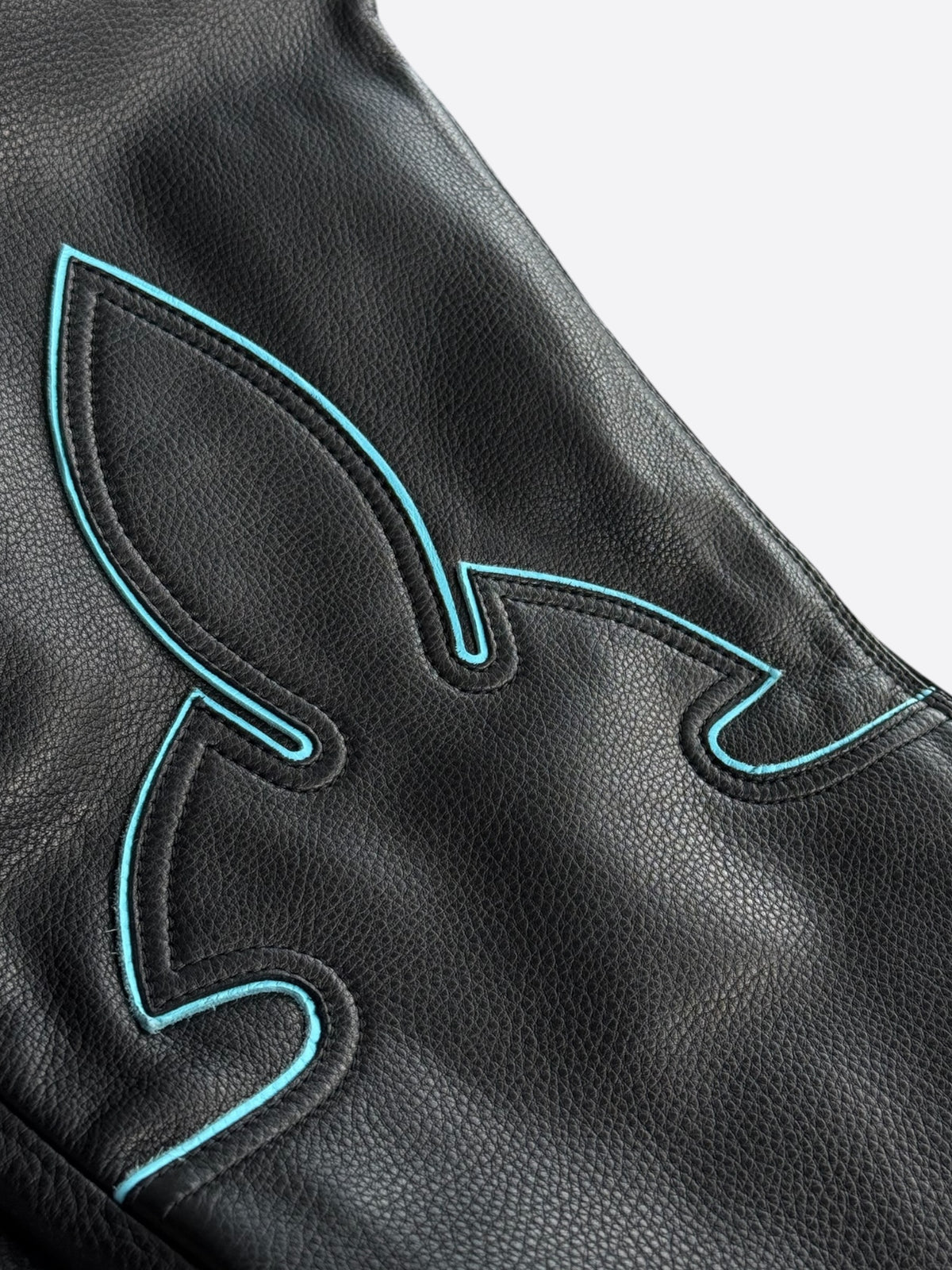 Chrome Hearts St. Barth Black & Blue leather Fleur Knee Pants