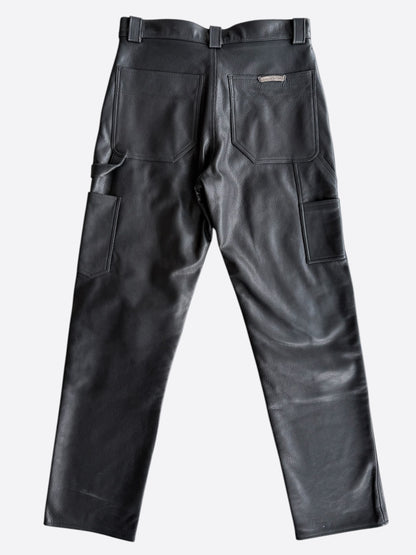 Chrome Hearts St. Barth Black & Blue leather Fleur Knee Pants