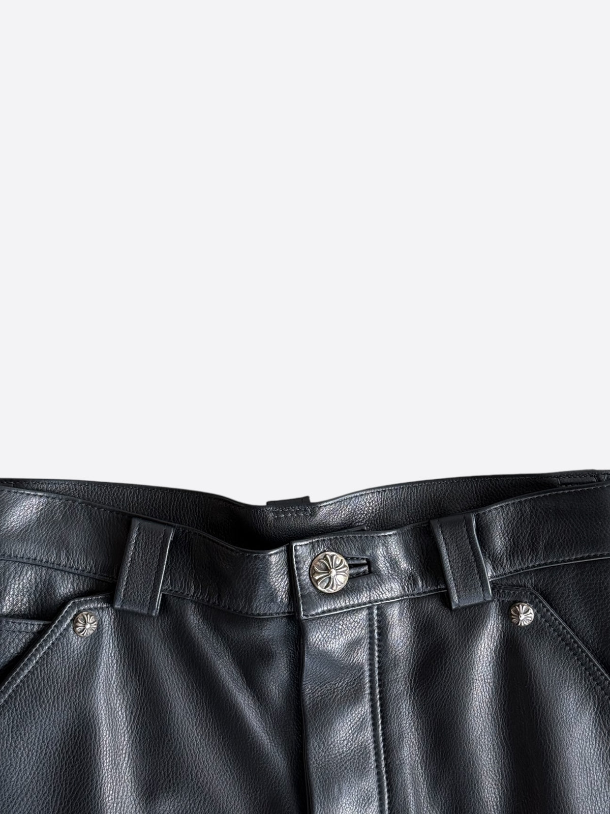 Chrome Hearts St. Barth Black & Blue leather Fleur Knee Pants