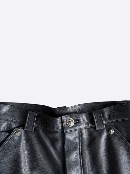 Chrome Hearts St. Barth Black & Blue leather Fleur Knee Pants