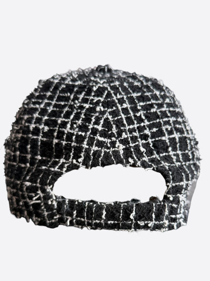 Chanel Black & White CC Tweed Baseball Hat