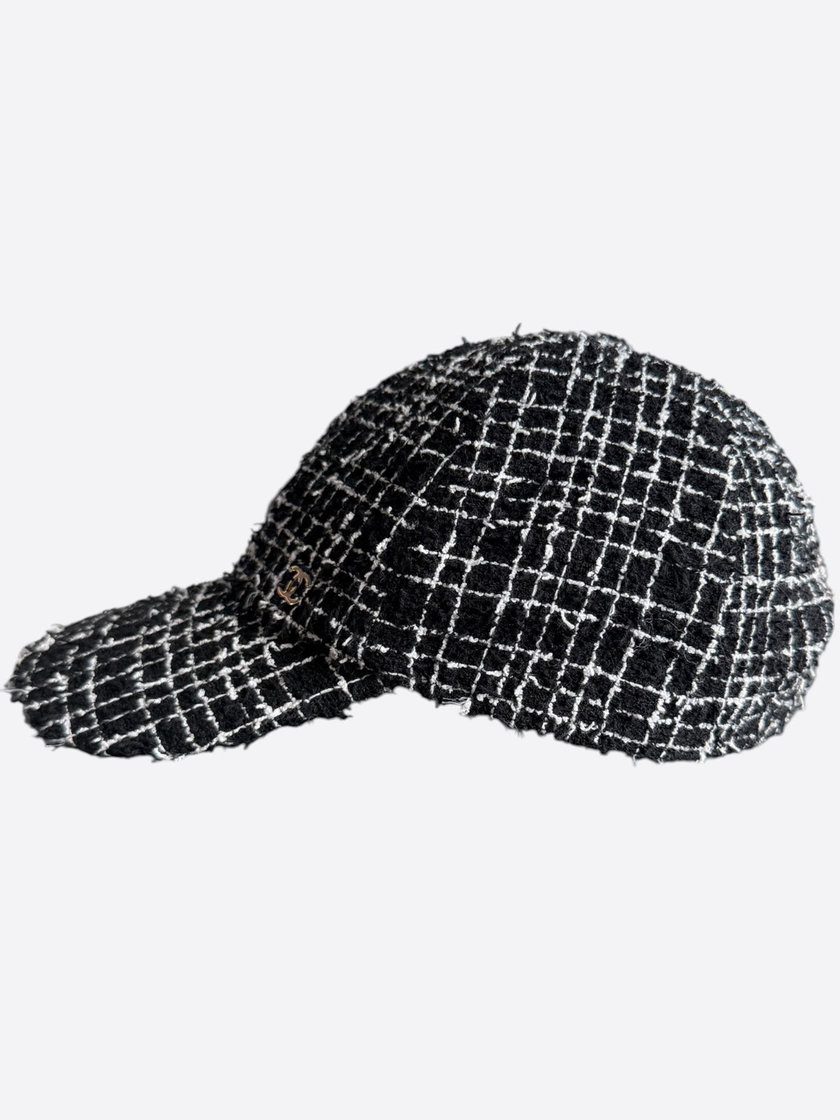 Chanel Black & White CC Tweed Baseball Hat
