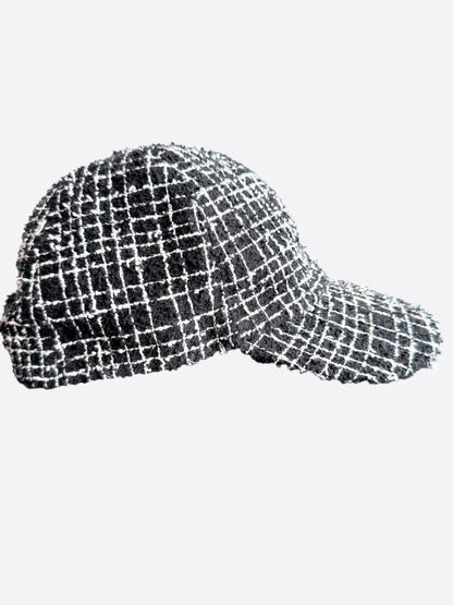 Chanel Black & White CC Tweed Baseball Hat