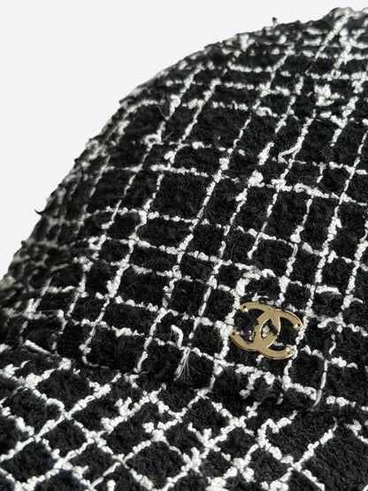 Chanel Black & White CC Tweed Baseball Hat