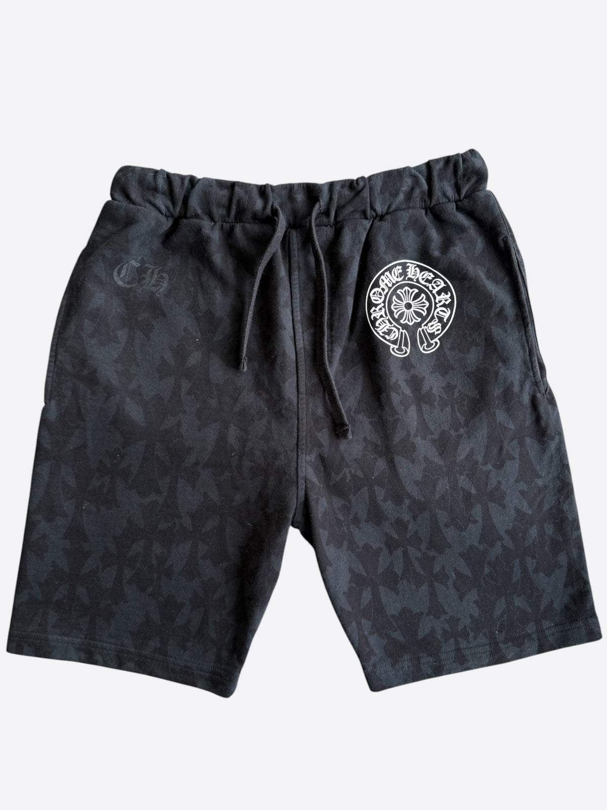 Chrome Hearts Black Cross Jacquard Horseshoe Logo Shorts