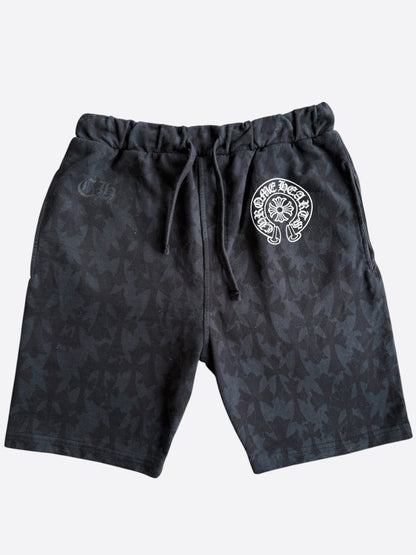 Chrome Hearts Black Cross Jacquard Horseshoe Logo Shorts