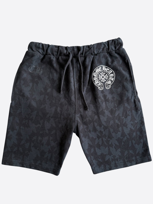 Chrome Hearts Black Cross Jacquard Horseshoe Logo Shorts