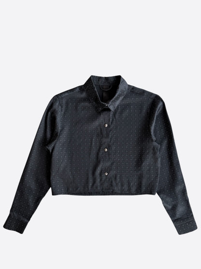 Chrome Hearts Black Silk Cross Jacquard Women's Button Up Shirt