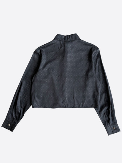 Chrome Hearts Black Silk Cross Jacquard Women's Button Up Shirt