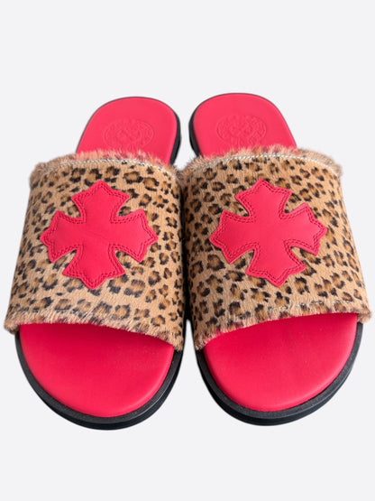 Chrome Hearts Leopard & Red Cross Patch Slides