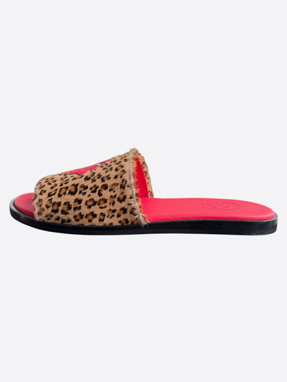 Chrome Hearts Leopard & Red Cross Patch Slides
