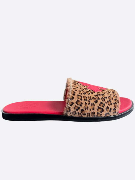 Chrome Hearts Leopard & Red Cross Patch Slides