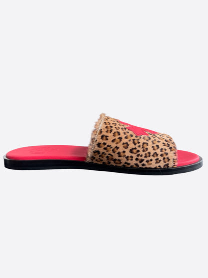 Chrome Hearts Leopard & Red Cross Patch Slides