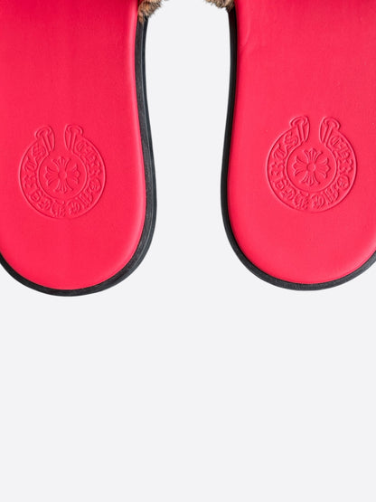 Chrome Hearts Leopard & Red Cross Patch Slides