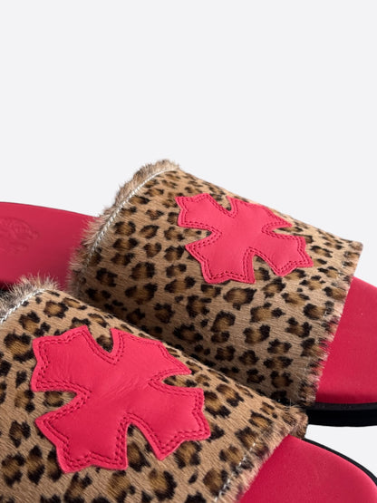 Chrome Hearts Leopard & Red Cross Patch Slides
