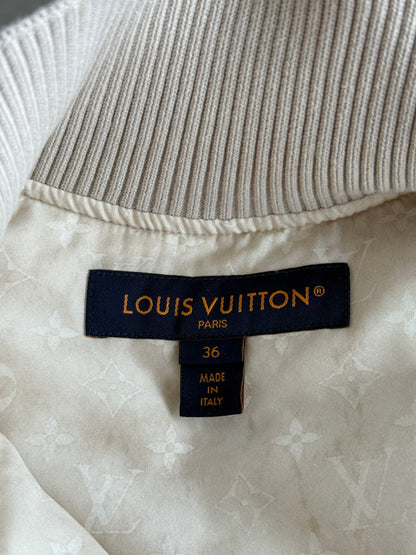 Louis Vuitton White Monogram Women's Silk Bomber Jacket