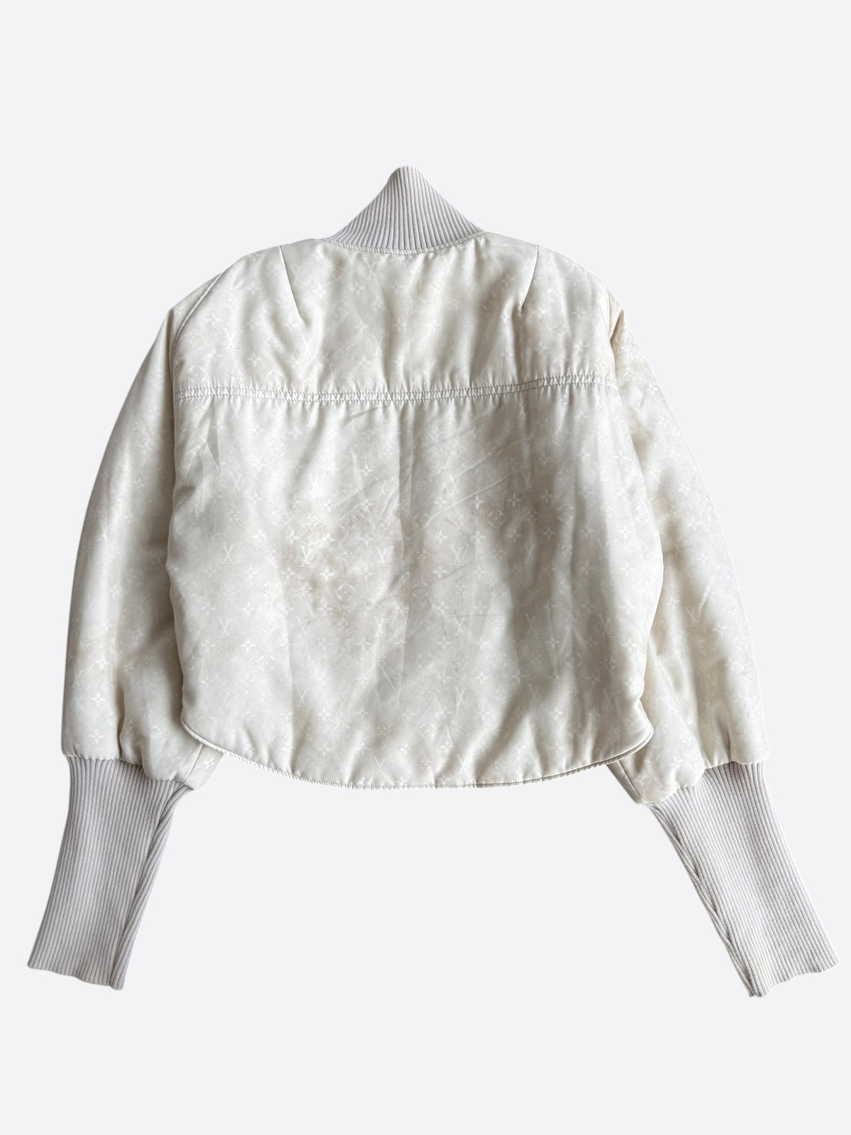 Louis Vuitton White Monogram Women's Silk Bomber Jacket