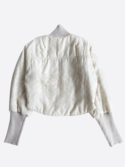 Louis Vuitton White Monogram Women's Silk Bomber Jacket