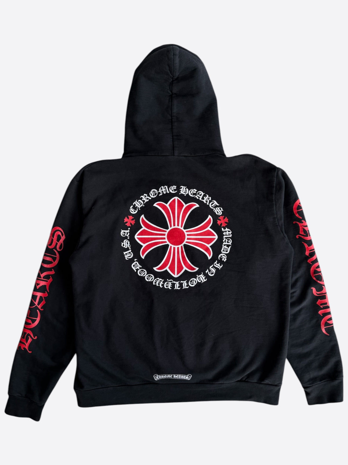 Chrome Hearts Black, White & Red Cross Logo Hoodie