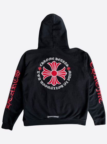 Chrome Hearts Black, White & Red Cross Logo Hoodie
