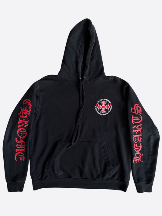 Chrome Hearts Black, White & Red Cross Logo Hoodie