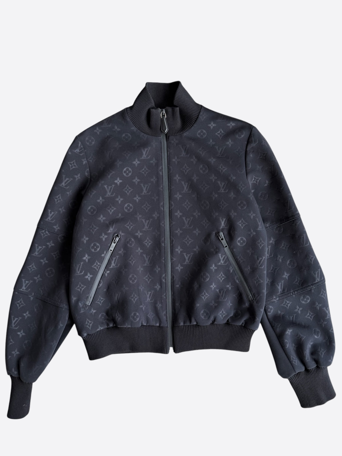 Louis Vuitton Black Embossed Monogram Women's Bomber Jacket
