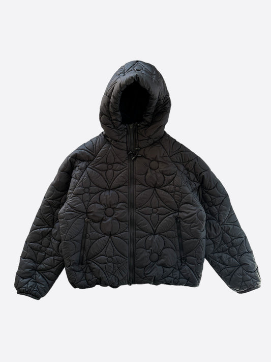 Louis Vuitton Black Flower Monogram Reversible Puffer