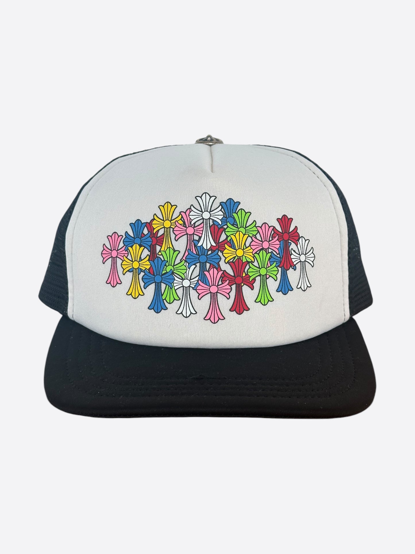 Chrome Hearts Black & White Multicolor Cross Trucker Hat