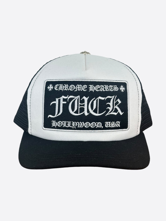 Chrome Hearts Black & White F**K Trucker Hat