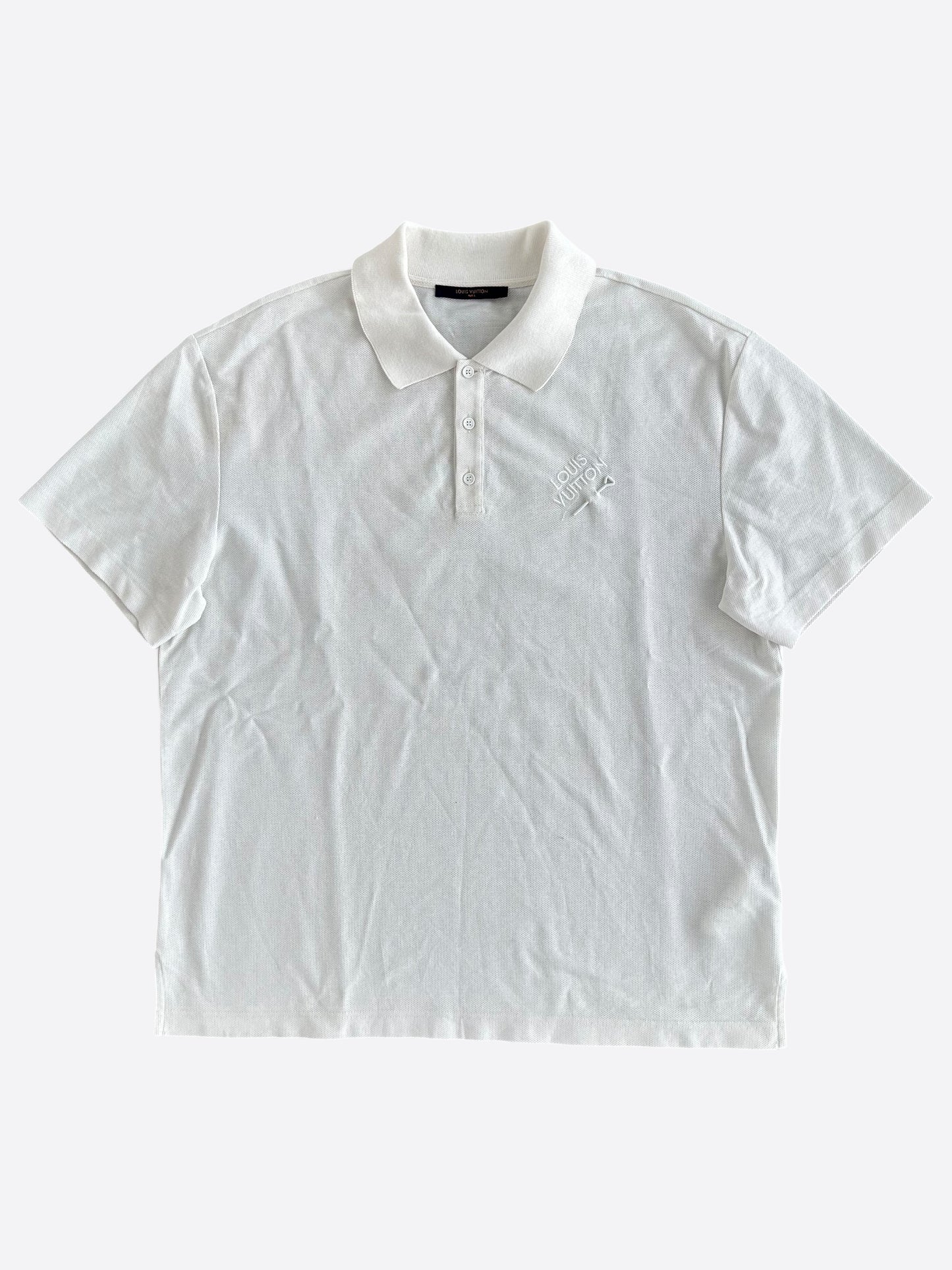 Louis Vuitton White Embroidered Logo Polo T-Shirt