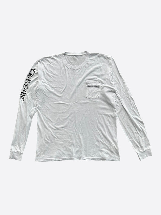 Chrome Hearts White Cemetary Cross Print Longsleeve T-Shirt