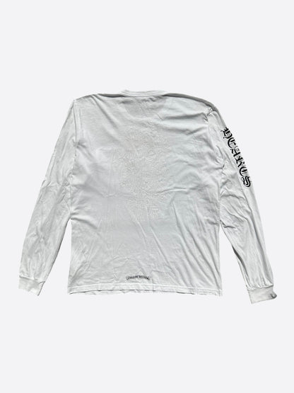 Chrome Hearts White Cemetary Cross Print Longsleeve T-Shirt