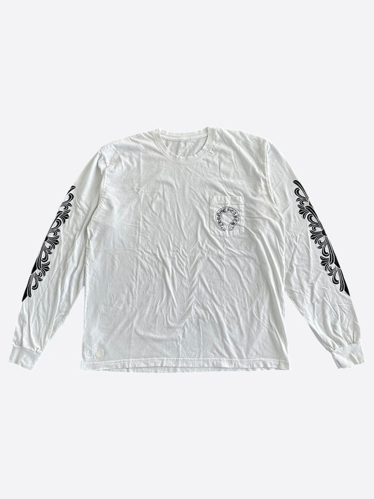 Chrome Hearts White & Black Horseshoe Logo Longsleeve T-Shirt