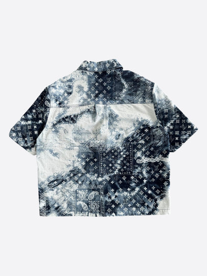 Louis Vuitton Blue Bleached Bandana Denim Button Up Shirt