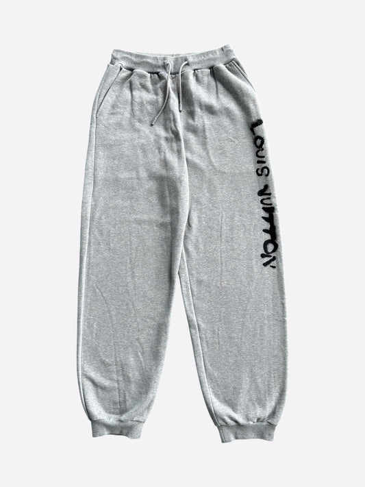 Louis Vuitton Grey & Black Graffiti Logo Sweatpants