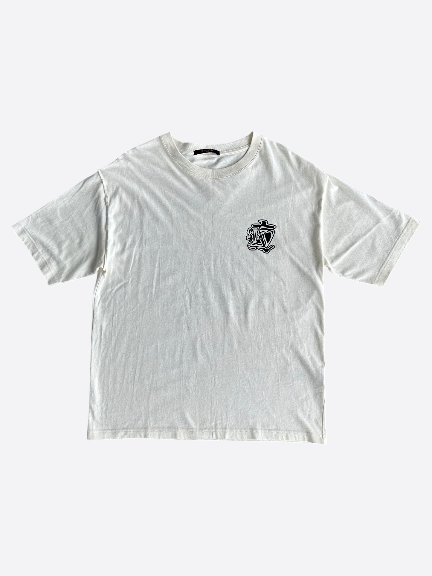 Louis Vuitton White & Black Smoke Logo T-Shirt