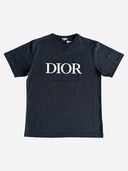 Dior Navy & White Embroidered Logo T-Shirt