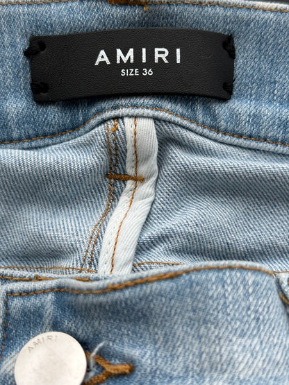Amiri Light Indigo Orange Patch Thrasher Jeans
