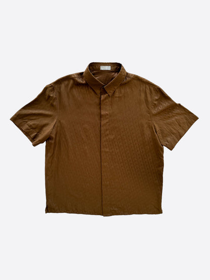 Dior Brown Oblique Silk Button Up Shirt