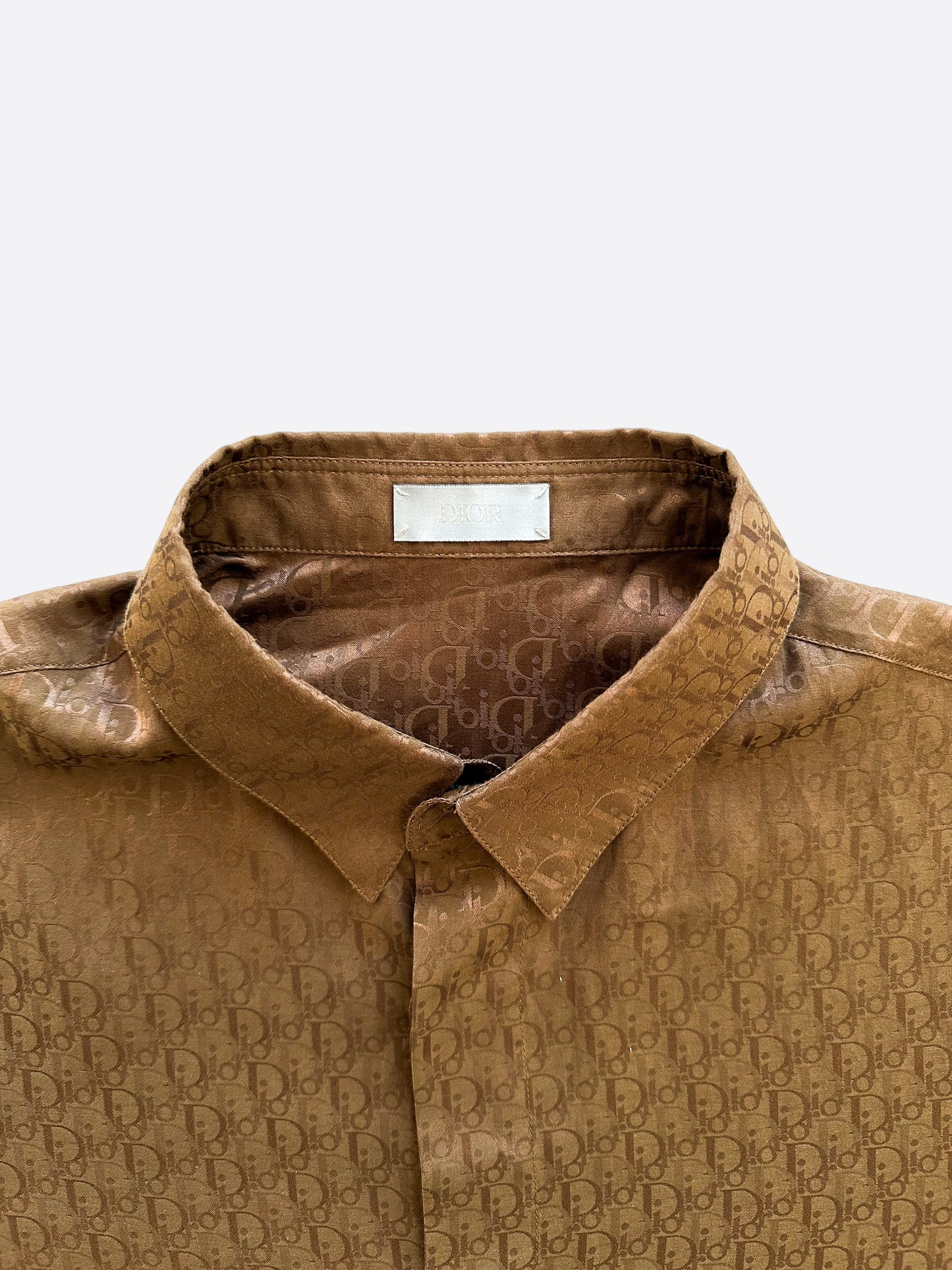 Dior Brown Oblique Silk Button Up Shirt