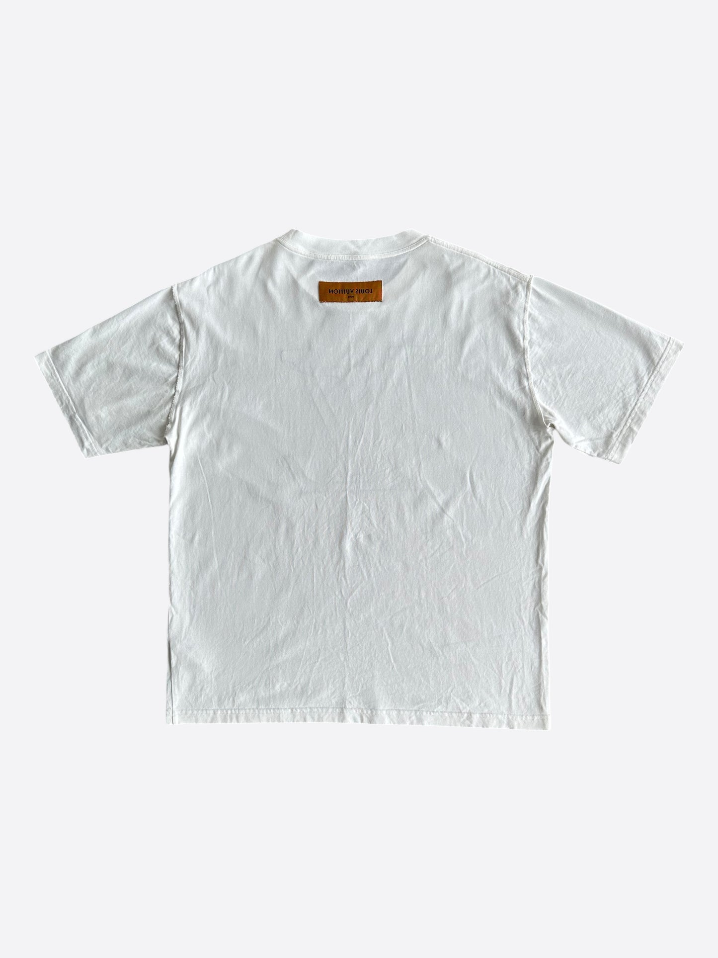 Louis Vuitton White & Blue LV Stitch Embroidered T-Shirt