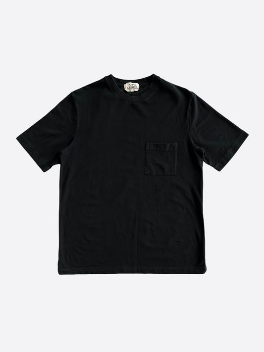 Hermes Black Embroidered Logo Pocket T-Shirt